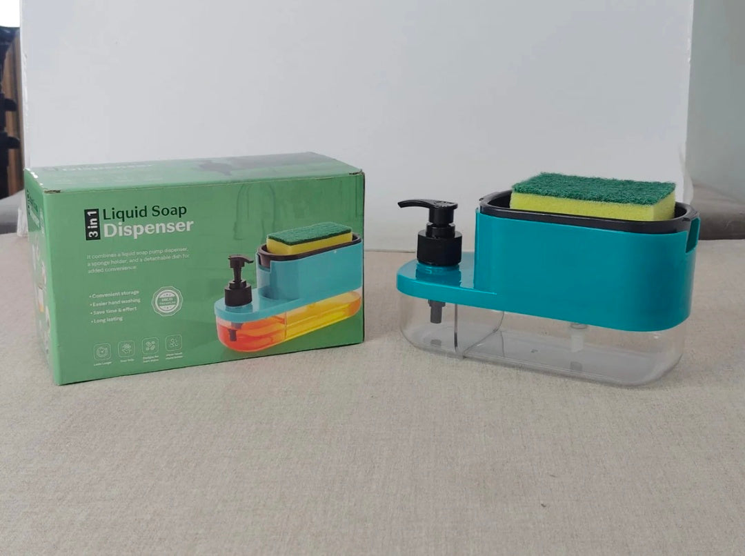 3 In 1 Soap Dispenser With Sponge Holder & Pump