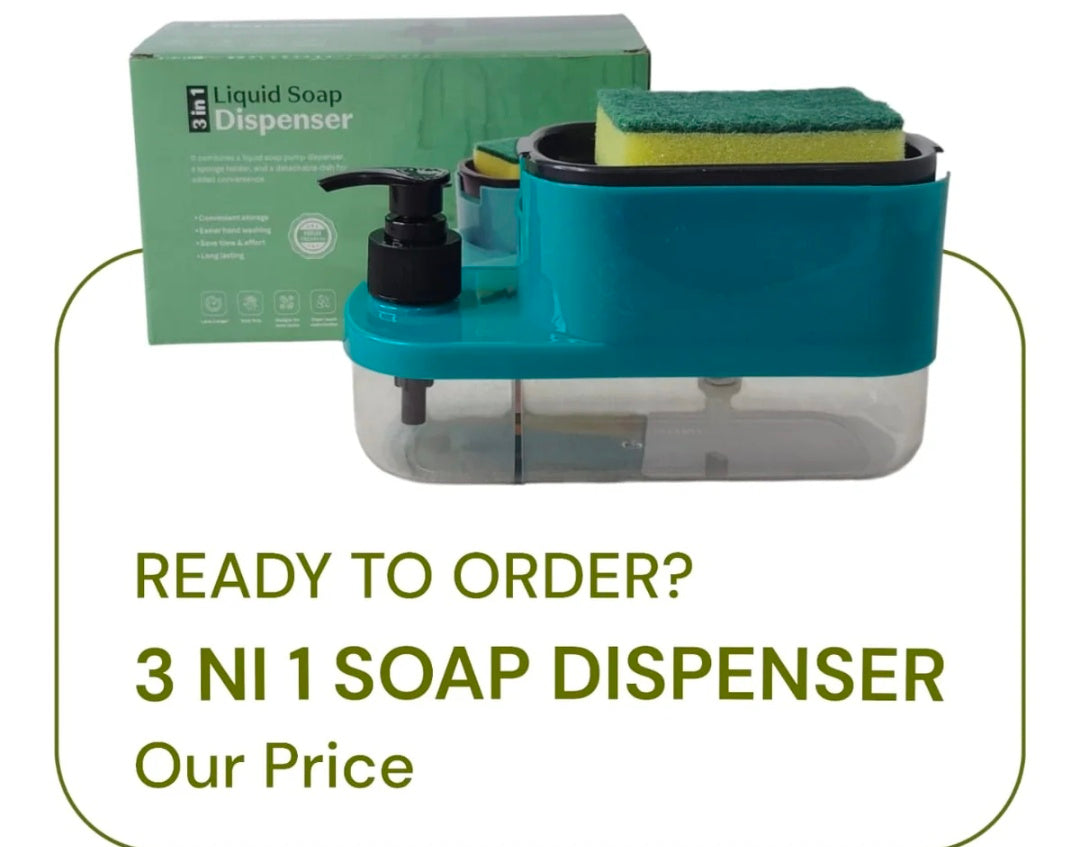 3 In 1 Soap Dispenser With Sponge Holder & Pump