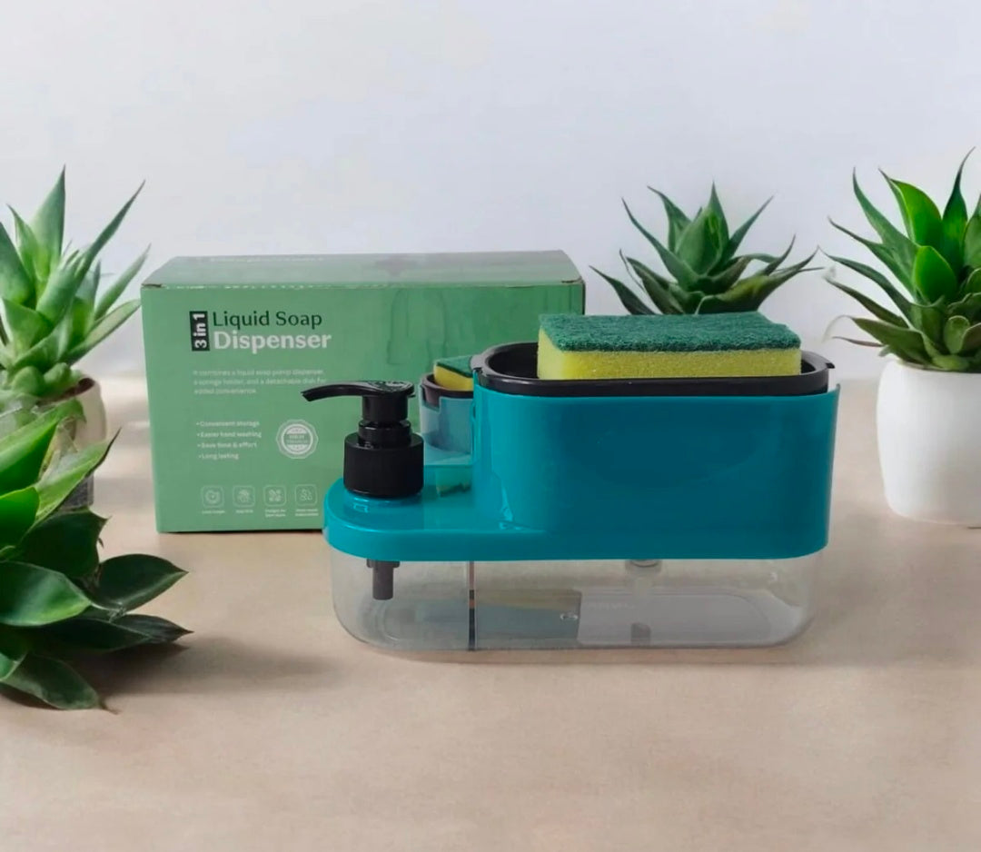 3 In 1 Soap Dispenser With Sponge Holder & Pump