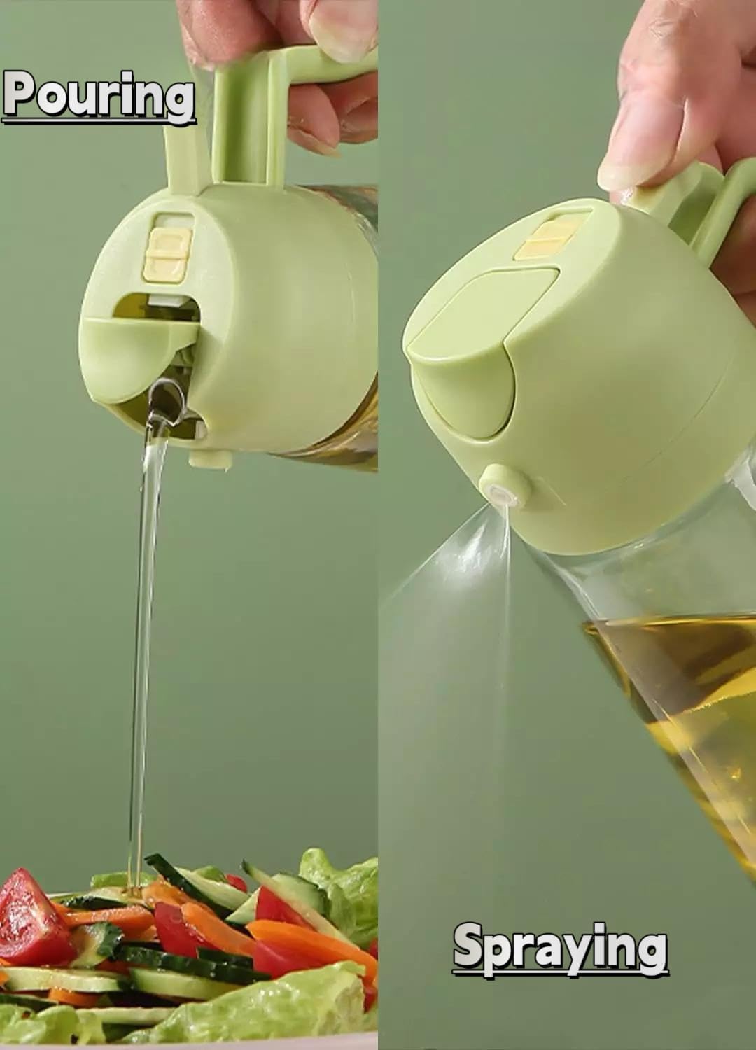 Glass Oil Sprayer & Dispenser Bottle – 500ml | Premium 2-in-1 Kitchen Oil Control Bottle.