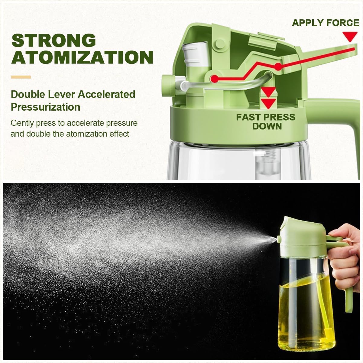 Glass Oil Sprayer & Dispenser Bottle – 500ml | Premium 2-in-1 Kitchen Oil Control Bottle.