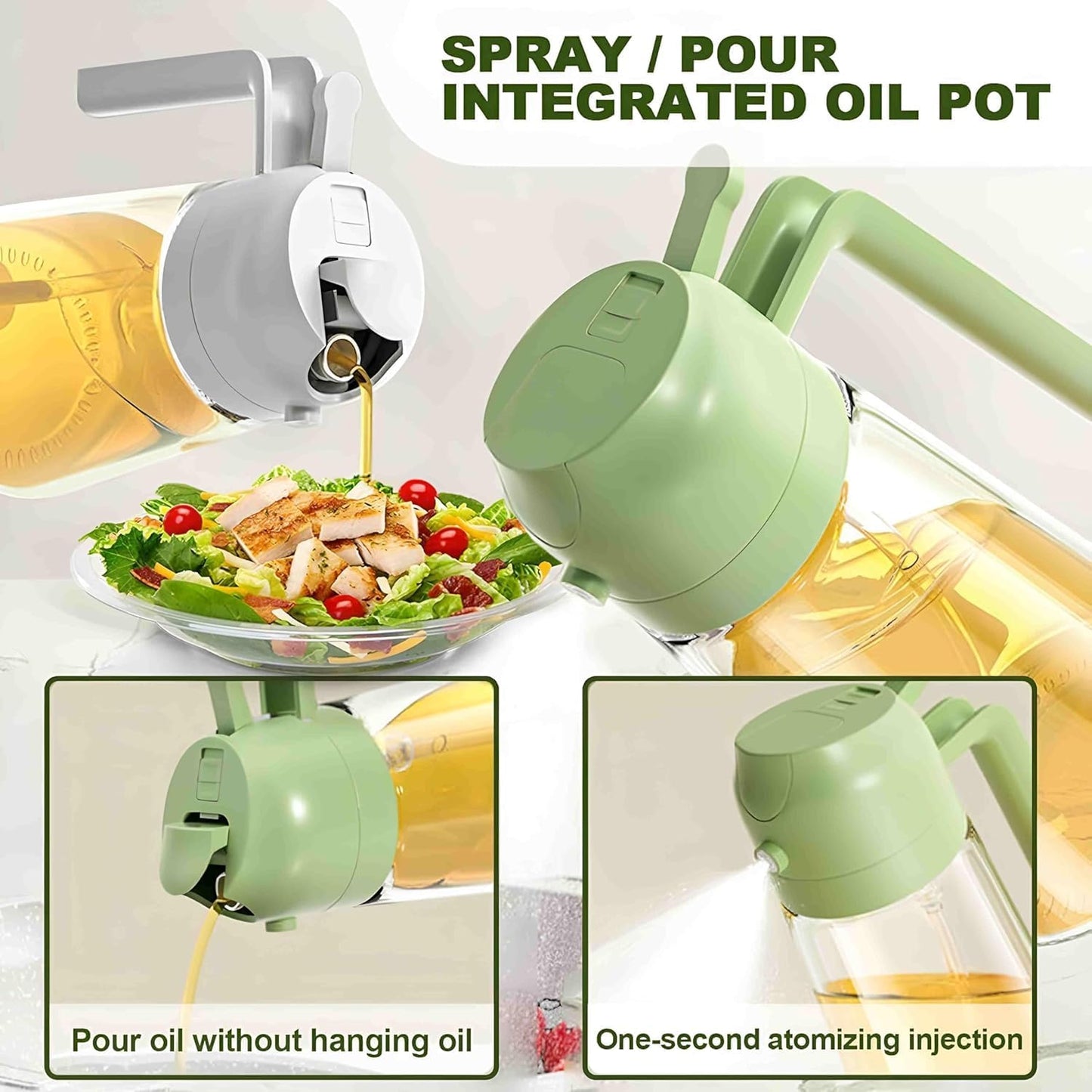 Glass Oil Sprayer & Dispenser Bottle – 500ml | Premium 2-in-1 Kitchen Oil Control Bottle.