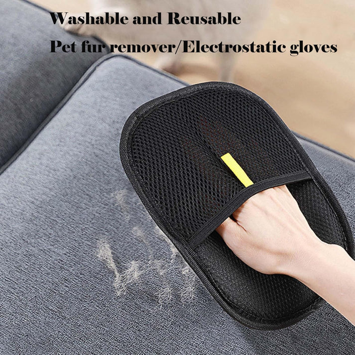 Pet Hair Remover Gloves – Electrostatic, Reusable Cat & Dog Hair Removal Tool for Sofa, Carpet & Furniture